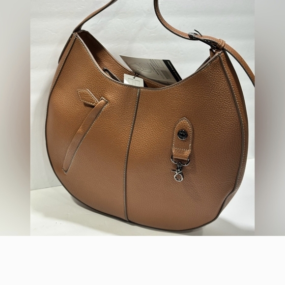 Max Studio XL Pebble Grain Commuter Travel Hobo Bag in Cognac Color - Picture 9 of 16